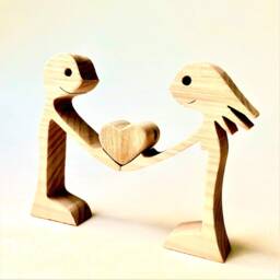 A Couple, A Heart Original Wooden Sculpture 2.5D - thumbnail 2