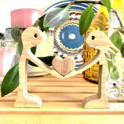 A Couple, A Heart Original Wooden Sculpture 2.5D - thumbnail 3