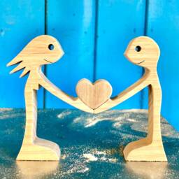 A Couple, A Heart Original Wooden Sculpture 2.5D - thumbnail 4