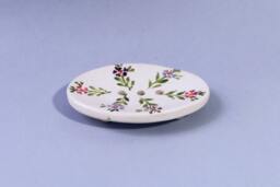 Ceramic Soap Dish With Drain, Oval White Draining Soap Dish, Pink Purple Flowers