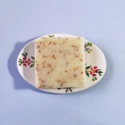 Ceramic Soap Dish With Drain, Oval White Draining Soap Dish, Pink Purple Flowers - thumbnail 2