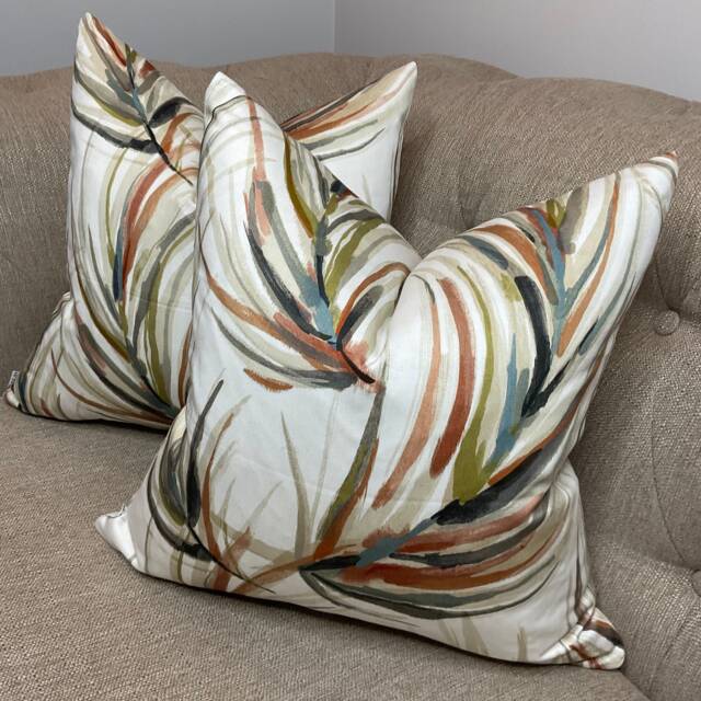 Leaves Cushion Cover, Scatter Pillow Alvaro Fabric By Harlequin Palm Trees 100% Satin Cotton Handmade in UK Double Sided - image 1