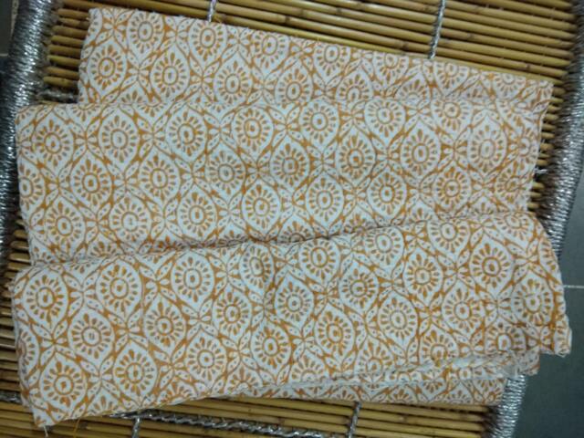 Hand Stitched Kantha Cotton Bed Cover Block Print Indian Quilt - image 1