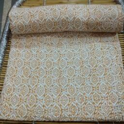 Hand Stitched Kantha Cotton Bed Cover Block Print Indian Quilt - thumbnail 2