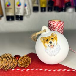Custom Pet Portrait Bauble From Photo - Personalised Dog Or Cat Christmas Ornament Hand Painted Memorial Gift - thumbnail 4