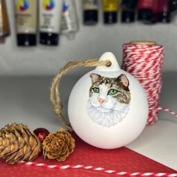 Custom Pet Bauble, Ceramic Ornament, Christmas Tree Decoration, Dog Memorial, Xmas Decor, Holiday Gifts, Personalised Hanging, Cat Gift - thumbnail 2
