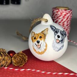 Custom Pet Bauble, Ceramic Ornament, Christmas Tree Decoration, Dog Memorial, Xmas Decor, Holiday Gifts, Personalised Hanging, Cat Gift - thumbnail 3