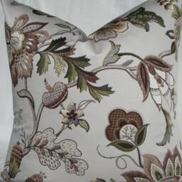 Floral Pillow Cover - Cream & Brown Botanical Print, 20 - thumbnail 2