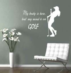 In-Style Decals Wall Vinyl Decal Home Decor Art Sticker My Body Is Here But Mind On Golf Quote Player Woman Girl Mural 366 - thumbnail 2