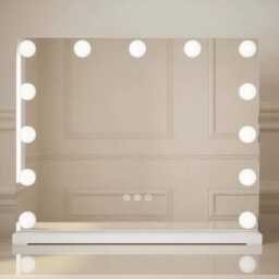 Small Hollywood Vanity Mirror With Lights 50 X 42cm - Margot Led Makeup Mirror, 13 Bulbs, Tri-Colour, Tabletop Or Wall Mounted - thumbnail 2