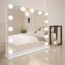 Small Hollywood Vanity Mirror With Lights 50 X 42cm - Margot Led Makeup Mirror, 13 Bulbs, Tri-Colour, Tabletop Or Wall Mounted - thumbnail 1