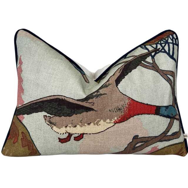 Mulberry Flying Ducks Sky Moss Luxury Designer Decorative Cushion Pillow Cover Lumbar Rectangular - image 1