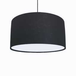 Black Lampshade in Linen With White Lining