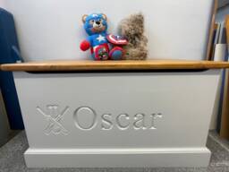 Handmade, Personalised Solid Wood Cricket Toy Box With Soft Closing Lid - thumbnail 1