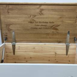 Handmade, Personalised Solid Wood Cricket Toy Box With Soft Closing Lid - thumbnail 4