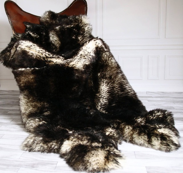 On Sale Quatro Sheepskin Rug - Long Rug Shaggy Chair Cover Area Black Carpet - image 1