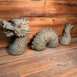 Stone Garden Chinese Dragon 3 Piece Set Statue Ornament - thumbnail 3
