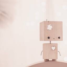 Wooden Nursery Decor, Gender Neutral Baby Room Shelf Accents, Robot Sculpture - thumbnail 3