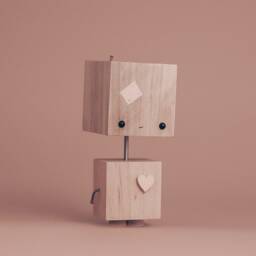 Wooden Nursery Decor, Gender Neutral Baby Room Shelf Accents, Robot Sculpture - thumbnail 2