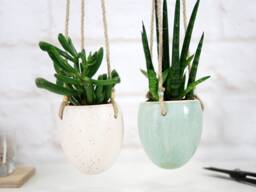 Handmade Ceramic Hanging Planter Modern Succulent Planter, New Home Gift - thumbnail 1