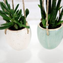 Handmade Ceramic Hanging Planter Modern Succulent Planter, New Home Gift - thumbnail 4