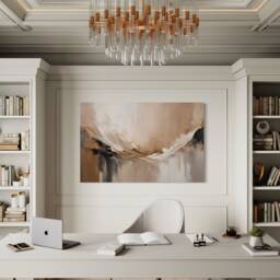 Cream Beige Neutral Minimalist French Velvet Wall Art Large Canvas Sale Abstract Art Painting Modern Home Room Decor - thumbnail 3