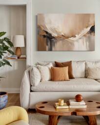 Cream Beige Neutral Minimalist French Velvet Wall Art Large Canvas Sale Abstract Art Painting Modern Home Room Decor