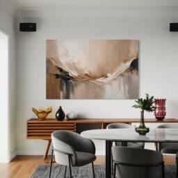 Cream Beige Neutral Minimalist French Velvet Wall Art Large Canvas Sale Abstract Art Painting Modern Home Room Decor - thumbnail 4