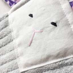 Crinkle Ears Bunny Lovey - Monochrome Purple Triangles with Grey Chenille - thumbnail 2