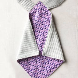 Crinkle Ears Bunny Lovey - Monochrome Purple Triangles with Grey Chenille - thumbnail 3