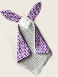 Crinkle Ears Bunny Lovey - Monochrome Purple Triangles with Grey Chenille
