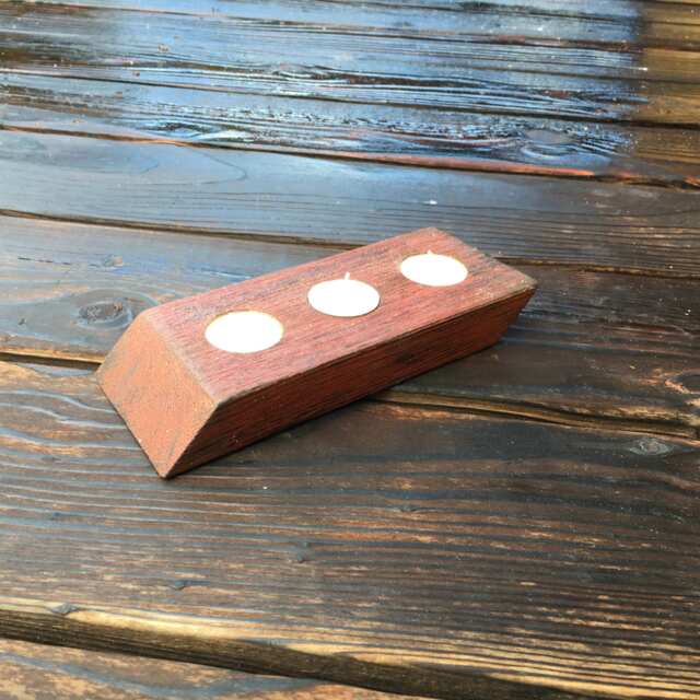 Wooden Candle Holder, Red - image 1