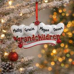 Personalised Resin Hanging Decoration , Christmas, Grandchildren 4 Or 5, Personalized