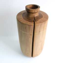 Tall Floor Wood Vase, Rustic Walnut Vase For Dried Flower, Wooden Bookshelf Decor - thumbnail 3