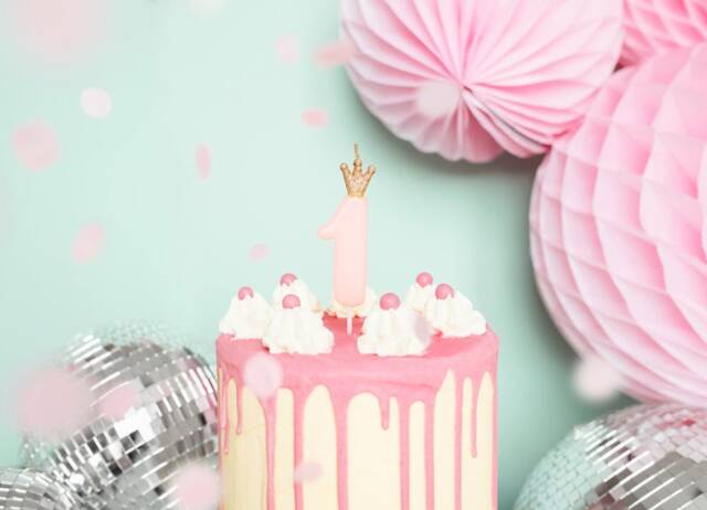 Princess Number Candle Crown Pink Gold Prince Happy Birthday Party Cake Decorations Age Kids Smash One 1st - image 1