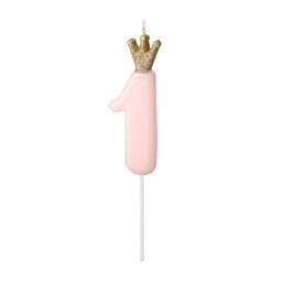 Princess Number Candle Crown Pink Gold Prince Happy Birthday Party Cake Decorations Age Kids Smash One 1st - thumbnail 4