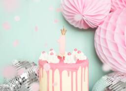 Princess Number Candle Crown Pink Gold Prince Happy Birthday Party Cake Decorations Age Kids Smash One 1st - thumbnail 1