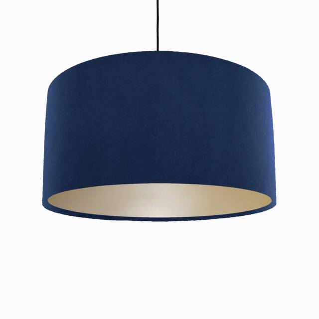 Navy Blue Lampshade in Velvet With Champagne Lining - image 1