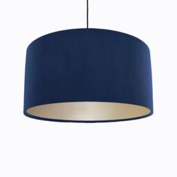 Navy Blue Lampshade in Velvet With Champagne Lining - thumbnail 1