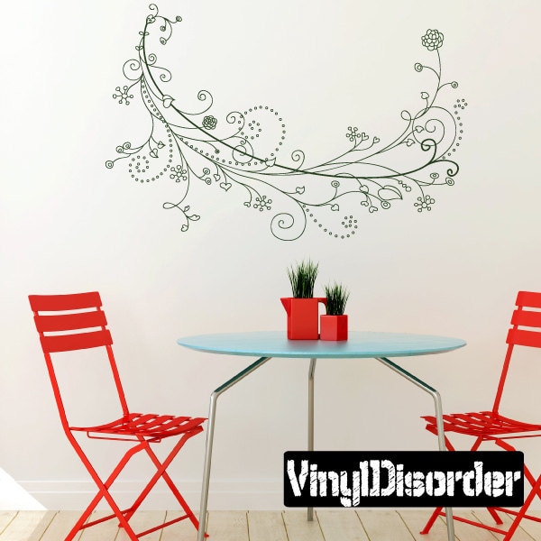 Floral Vine Wall Decal - Fabric Vinyl Removable & Reusable Floralvineuscolor004Et