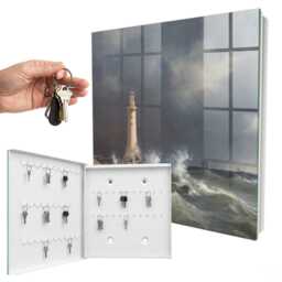 stormy Sea Wall Mounted Key Cabinet, Gray Box For Wall, Realistic Landscapes, Lovers Of The & Adventure - thumbnail 2