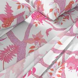 Peony Floral Sheets - Branch By Danika_Herrick Chinoiserie Large Scale Pink Orange Cotton Sateen Sheet Set Bedding Spoonflower - thumbnail 2