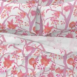 Peony Floral Sheets - Branch By Danika_Herrick Chinoiserie Large Scale Pink Orange Cotton Sateen Sheet Set Bedding Spoonflower - thumbnail 3