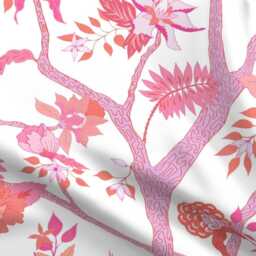 Peony Floral Sheets - Branch By Danika_Herrick Chinoiserie Large Scale Pink Orange Cotton Sateen Sheet Set Bedding Spoonflower - thumbnail 4