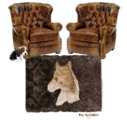 Hand Sewn Faux Fur Area Rug - Horse Head Design, Usa Made - thumbnail 2