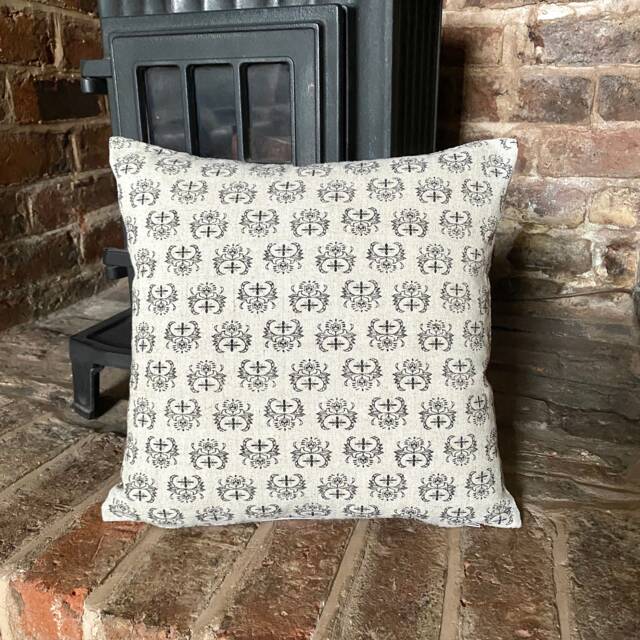 16. Handmade Cross Design Black Linen Cotton Cushion Cover. Various Sizes Available