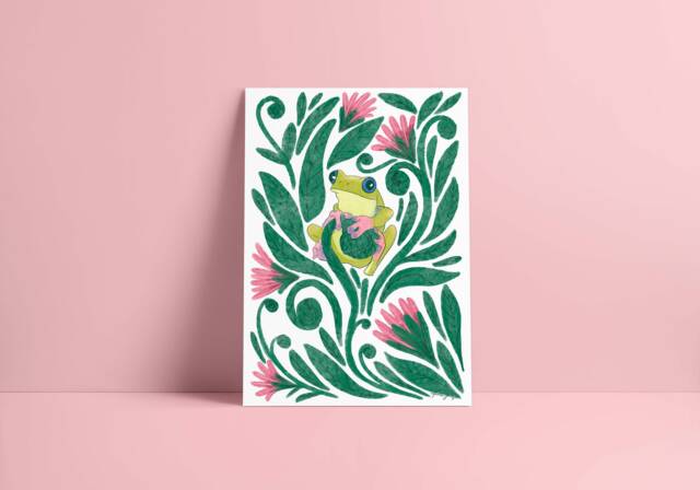 La Rana - Tree Frog Amphibian Colorful Home Decor Bright Printsposter, Illustration - image 1