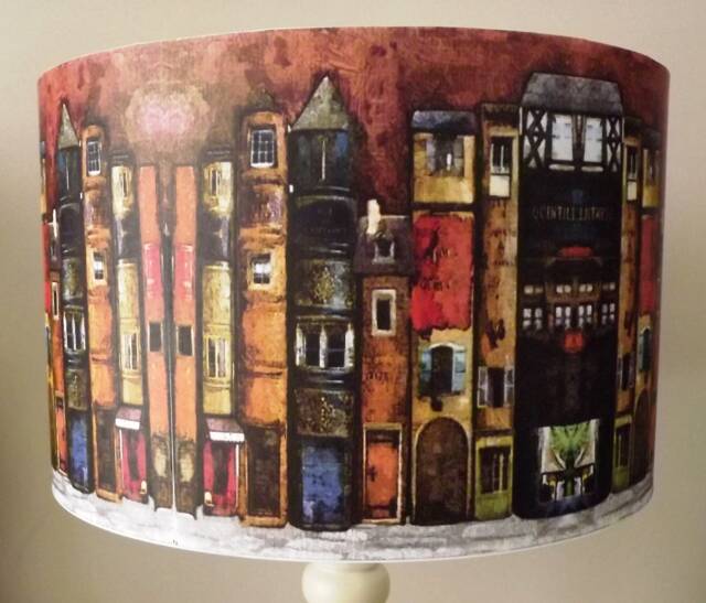 Book Street Lampshade Shabby Chic Fantasy Town - image 1