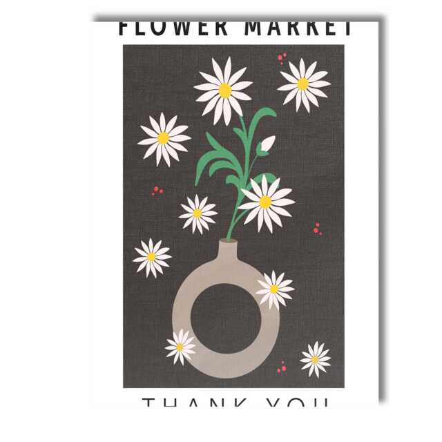 White Daisy Arrangement in Modern Ring Vase Artwork Canvas Wall Art Print Decor Picture Ready To Hang - image 1