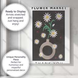 White Daisy Arrangement in Modern Ring Vase Artwork Canvas Wall Art Print Decor Picture Ready To Hang - thumbnail 3